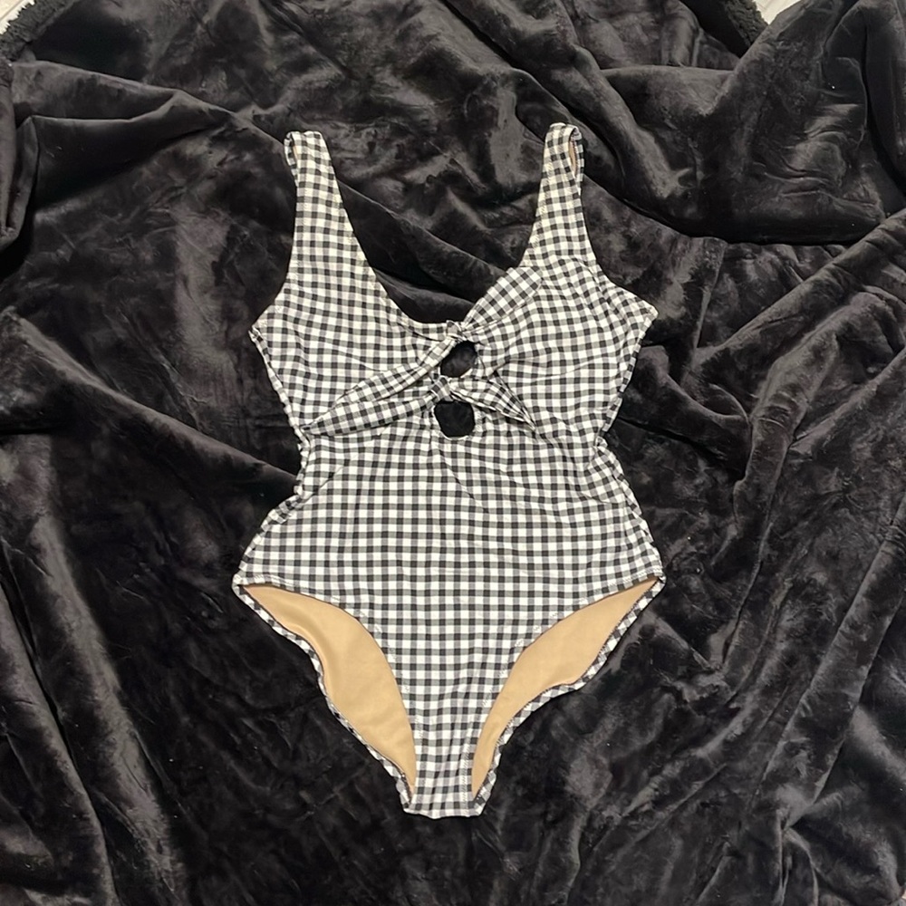 Old Navy | Black and White Checkered One Piece Bathing Suit